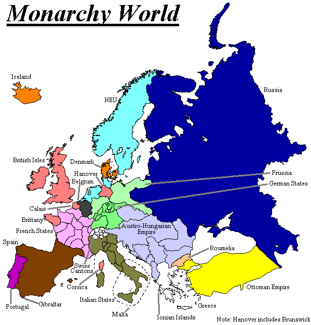 Map of Monarchy World's Europe