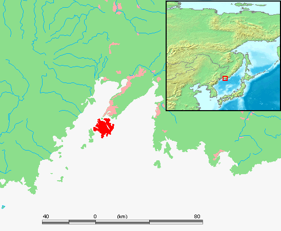Map of the location of Vladivostok, from http://commons.wikimedia.org/wiki/Image:Russia_-_Roesski-Vladivostok.PNG