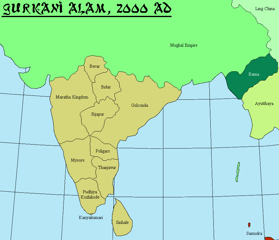 Map of South Asia in Mughal World